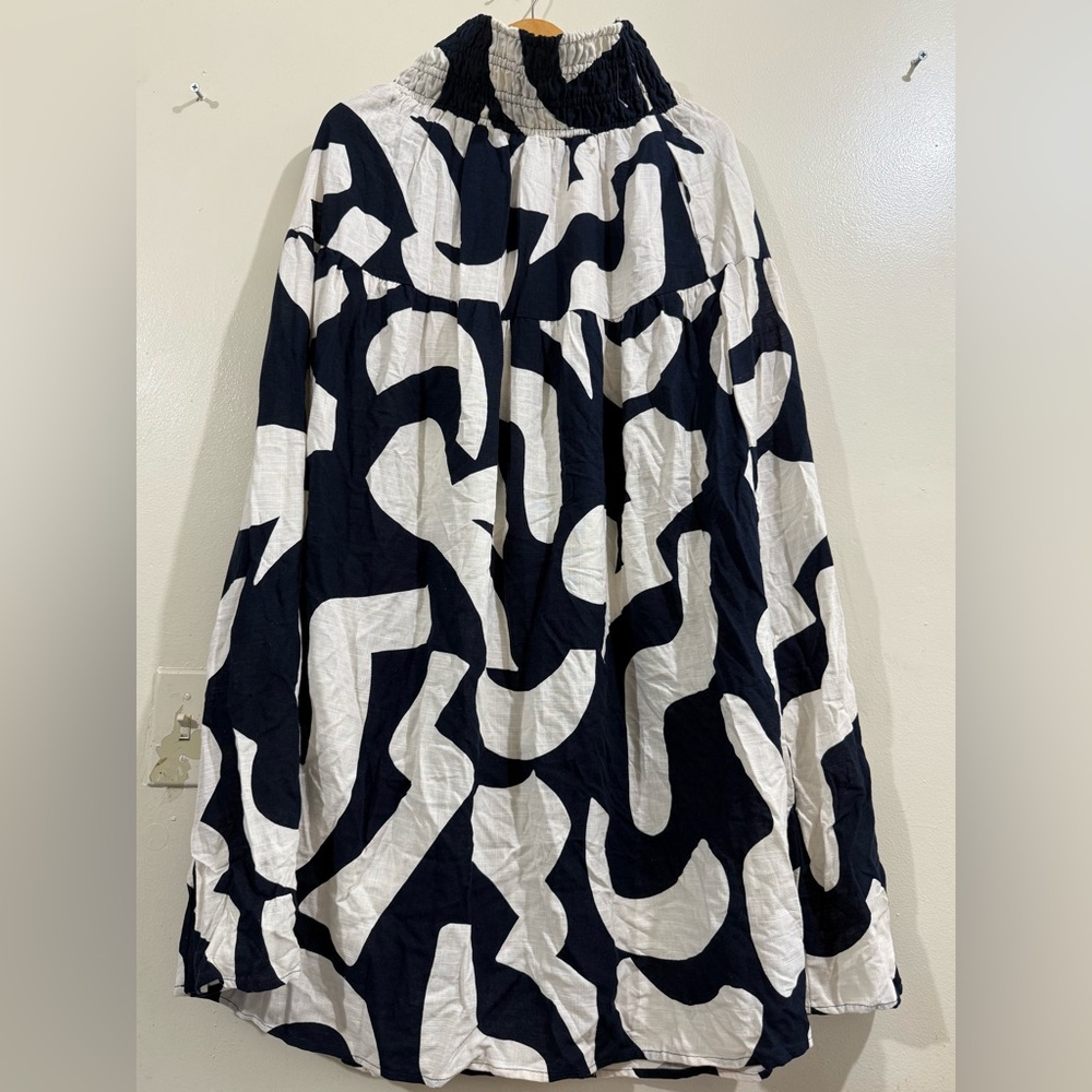 PAPER HEART Black & White Abstract Maxi Skirt with Smocked Waist